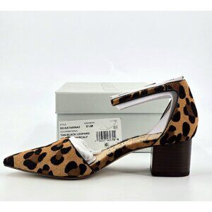 Sole Society Katarina Heels Ankle Strap Pointed Toe Dress Pump Leopard Size 6.5
